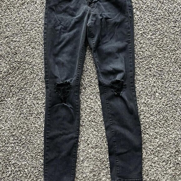 Flying Monkey Black Distressed Skinny Jeans, Womens Size 29, Low Rise Denim - Picture 6 of 7